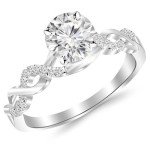 Twisting Infinity Diamond Engagement Ring in 14K White Gold