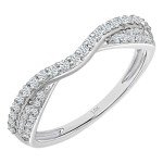 Elegant 14K White Gold Diamond Contour Wedding Band