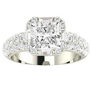 14K White Gold 1.75 Carat Lab Grown Diamond Halo Ring
