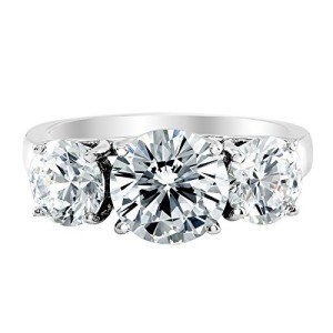 1 Carat 3 Stone Lab Grown Diamond Ring in White Gold