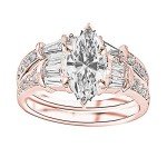 1.25 Ctw 14K Rose Gold Diamond Engagement Ring Set