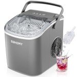 Euhomy Ice Maker Machine Countertop with Handle, 26lbs/24H, 9 Bullet Ice Cubes Ready in 6 Mins, Auto-Cleaning, Portable Ice Maker with Basket and Scoop, for Home/Kitchen/Camping/RV. (Silver))