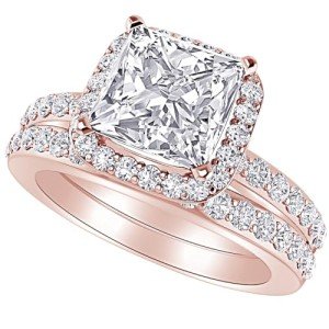 1 Carat Lab Grown Diamond Bridal Set in Rose Gold