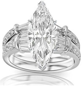 1.58 Carat GIA Certified Marquise Engagement Ring Set