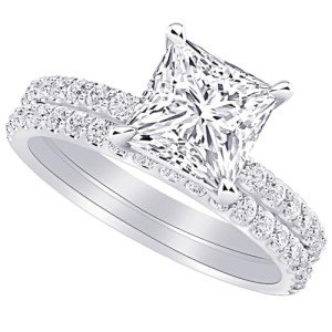 1 Carat Princess Lab Grown Diamond Bridal Set