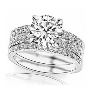 14K White Gold 1.25 Carat Lab Grown Diamond Ring Set