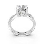 14K White Gold Twisted Round Cut Lab Diamond Ring