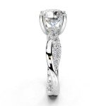 14K White Gold Twisted Round Cut Lab Diamond Ring