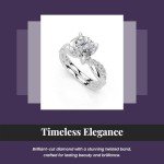 14K White Gold Twisted Round Cut Lab Diamond Ring