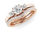 14k Gold 3 Stone Diamond Engagement Ring Set