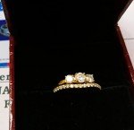 14k Gold 3 Stone Diamond Engagement Ring Set