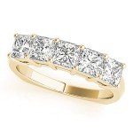 14K Yellow Gold 1 Carat 5 Stone Princess Ring