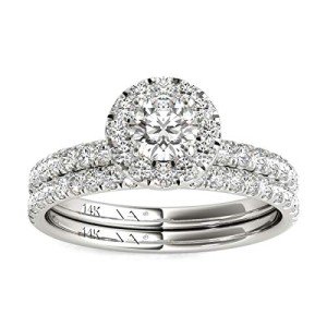 Elegant 14K White Gold Diamond Bridal Set