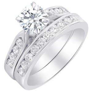 1 Carat Cushion Lab Grown Gemstone Bridal Set