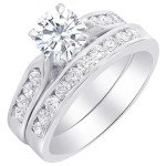 1 Carat Cushion Lab Grown Gemstone Bridal Set