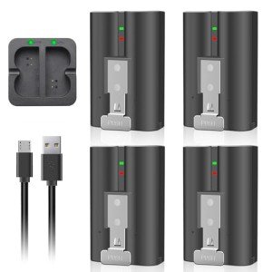 4-Pack Rechargeable Batteries with Dual Charger Station