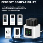 2-Pack Rechargeable Batteries & Charger for Ring Cameras