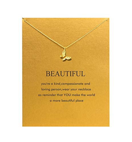 Baydurcan Butterfly Necklace with Message Card Gift Card (Gold Butterfly)