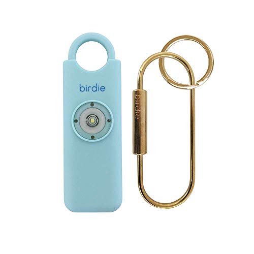 Sheâs BirdieââThe Original Personal Safety Alarm for Women by Womenââ130dB Siren, Flashing Strobe Light, Solid Brass Key Chain and Key Ring in 5 Pop Colors. (Aqua)
