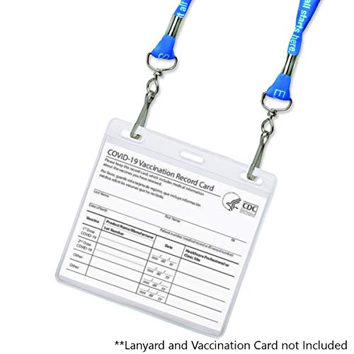 2 Pack - Premium Vaccination Card Protector 3 X 4 In for CDC Immunization Record or 4x3 Horizontal Badge IâD Name Tag - Clear Vinyl Plastic Sleeve w 3 Lanyard Slots for Events & Travel - Specialist ID