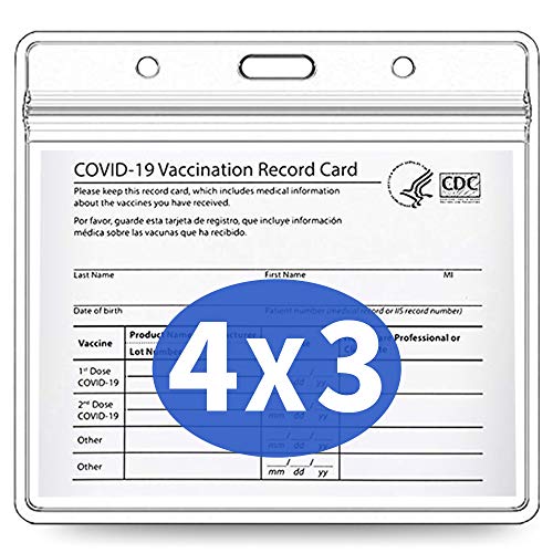 3 Pack-CDC Vaccination Card Protector 4 X 3 Inches Immunization Record Vaccine Cards Holder Clear Vinyl Plastic Sleeve with Waterproof Type Resealable Zip (Card Holder only)