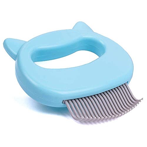 Leo's Paw The Original Pet Hair Removal Massaging Shell Comb Soft Deshedding Brush Grooming and Shedding Matted Fur Remover Dematting tool for Long and Short Hair Cat Dog Puppy Bunny (Blue)
