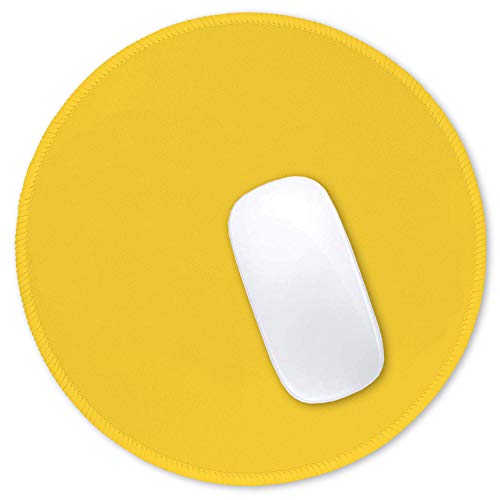 Hsurbtra Mouse Pad, Premium-Textured Small Round Mousepad 8.7 x 8.7 Inch Yellow, Stitched Edge Anti-slip Waterproof Rubber Mouse Mat, Pretty Cute Mouse Pad for Office Home Gaming Laptop Men Women Kids