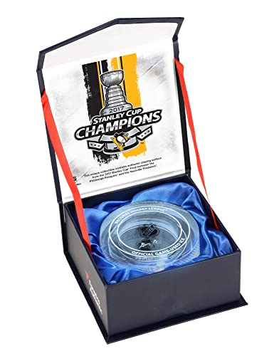 Pittsburgh Penguins 2017 Stanley Cup Champions Crystal Puck - Filled With Ice From the 2017 Stanley Cup Final