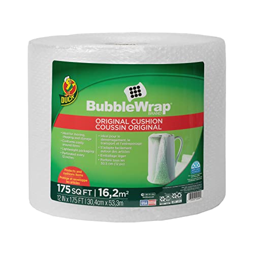 Duck Brand Bubble Wrap Roll, Original Bubble Cushioning for Packing, Shipping, Mailing and Moving, 12â x 175â, Perforated Every 12â (286891)