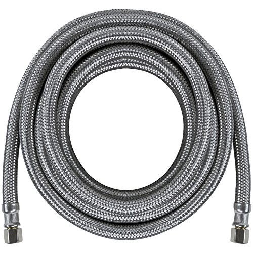 Certified Appliance Accessories Ice Maker Water Line, 15 Feet, PVC Core with Premium Braided Stainless Steel