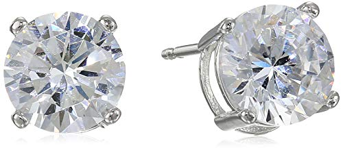 Amazon Essentials Platinum Plated Sterling Silver Round Cut Cubic Zirconia Stud Earrings (5mm)