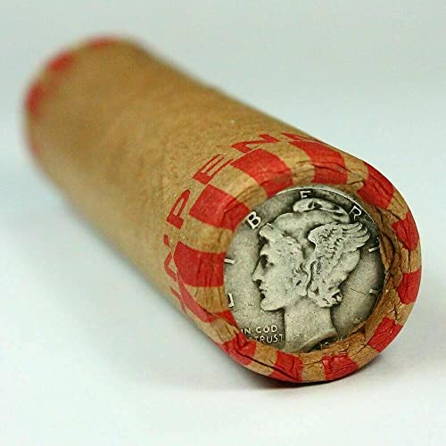 Unsearched Wheat Penny Roll w/Silver Mercury Dime End Old Us Coin Shotgun Lot Mixed Years Circulated Vintage Collector