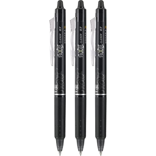 PILOT FriXion Clicker Erasable, Refillable & Retractable Gel Ink Pens, Fine Point, Black Ink, 3 Count (Pack of 1) (31464)