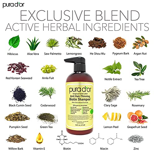 PURA D'OR Biotin Shampoo: Thickens Color Treated Hair