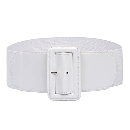 Hanna Nikole Retro White Wide Waist Belt