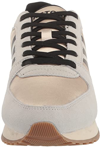 White/Taupe/Black Vintage Lace-up Casual Fashion Sneakers - Size 6.5
