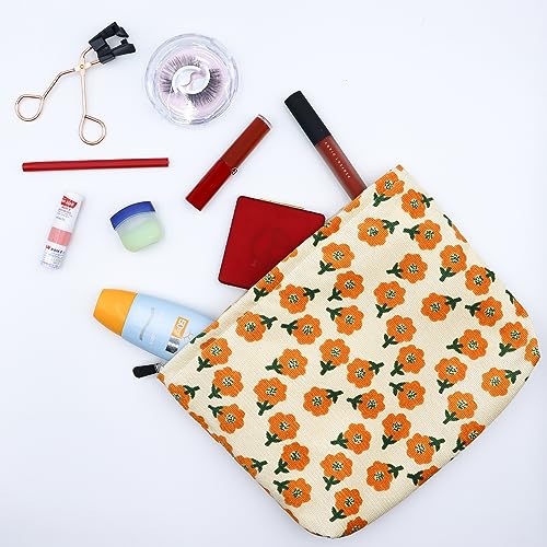 Floral Retro Makeup Bag - Corduroy Travel Organizer
