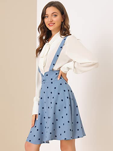 Vintage Polka Dot High Waist Overalls - Medium Light Blue
