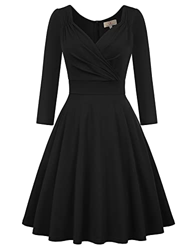 Black 50s 60s Vintage Swing Party Dress - Size S