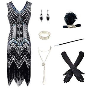 1920s Flapper Dress & Accessories Set