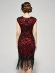 Red 1920s Flapper Dress with Sequins and Fringe