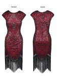 Red 1920s Flapper Dress with Sequins and Fringe
