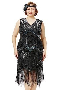 Plus Size 1920s Beaded Flapper Dress