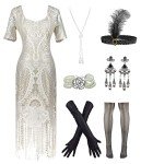 Vintage 1920s Lace Fringed Gatsby Cocktail Dress Set