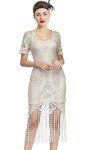 Vintage 1920s Lace Fringed Gatsby Cocktail Dress Set
