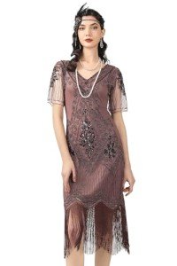1920s Art Deco Fringe Sequin Flapper Dress