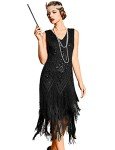 1920s Black Flapper Swing Dress with Fringes