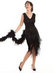 1920s Black Flapper Swing Dress with Fringes