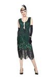 1920s Green Sequin Flapper Dress & Accessories Set
