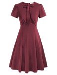 1940s Style A-Line Swing Dress in Wine Red